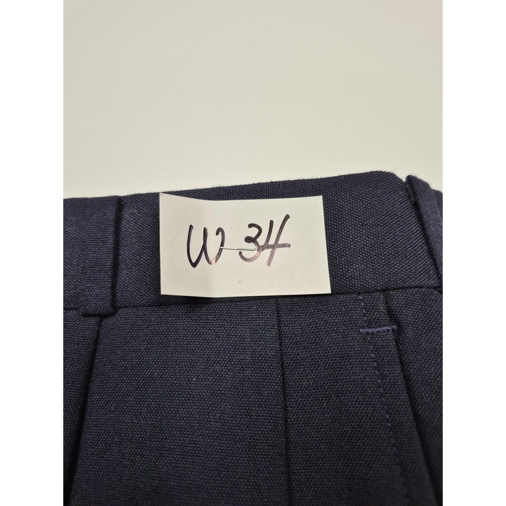 VTG Racquet Club Dress Pants Mens 34x36 Blue Pleated Straight Unhemmed USA - Picture 3 of 11